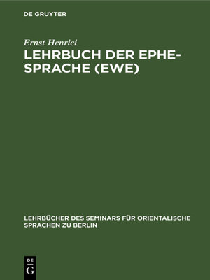 cover image of Lehrbuch der Ephe-Sprache (Ewe)